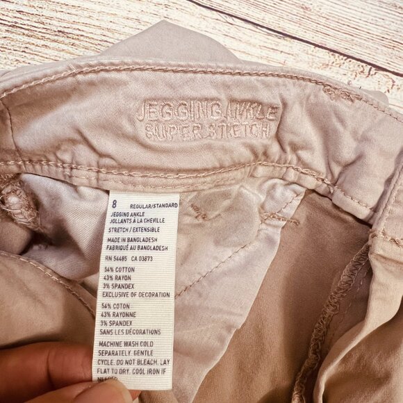 American Eagle Outfitters Jegging Ankle Size 8 Khaki Tan Zipper‎ Pocket Skinny - Picture 7 of 13